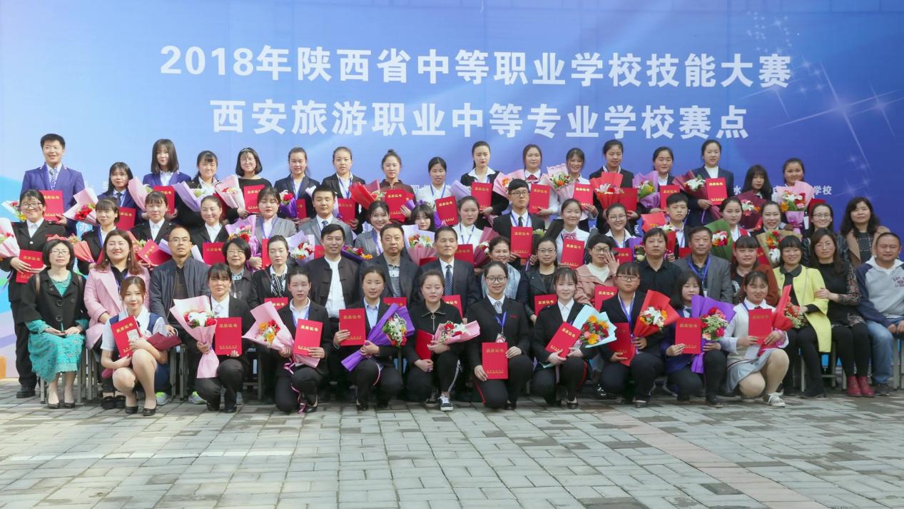 2018年省技能大赛获奖师生集体合影
